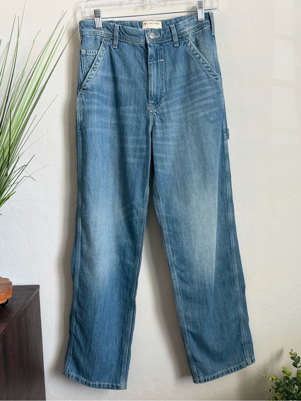 Free People We The Free Carpenter Jeans NWOT Light Wash High Rise Wide Leg